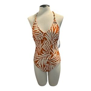Shade & Shore Orange and White One Piece Swimsuit